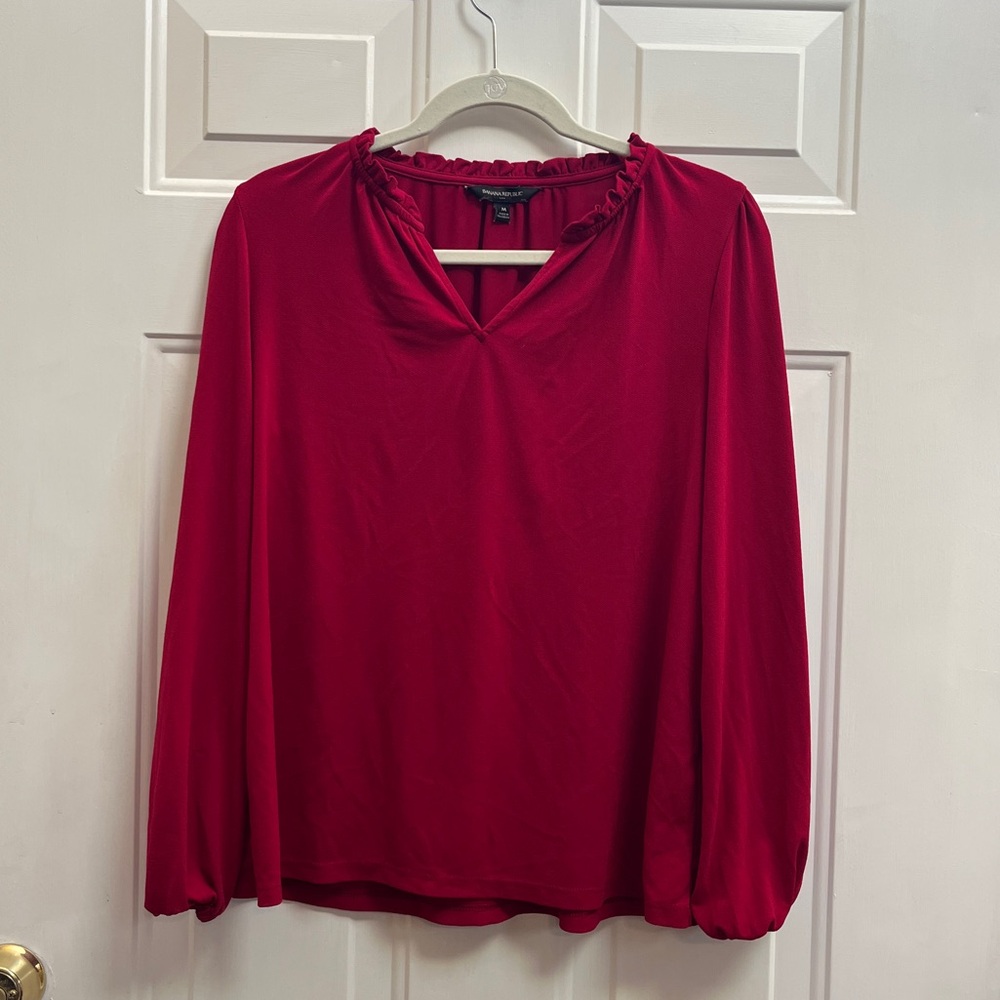 Banana Republic Red Long-Sleeve Blouse, Size M